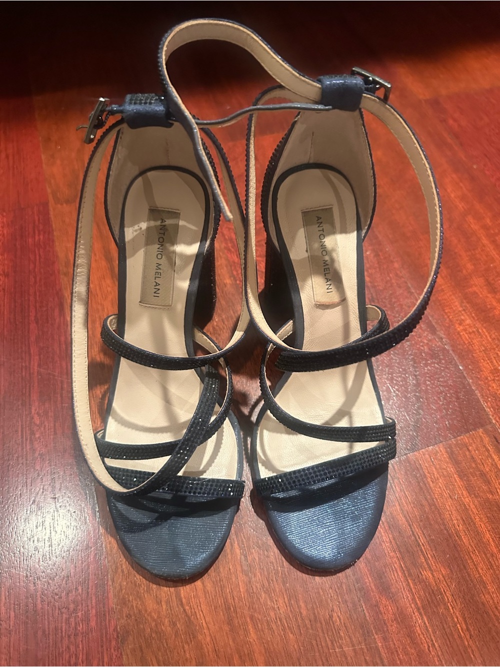 ANTONIO MELANI Black Strappy High-Heel Sandals